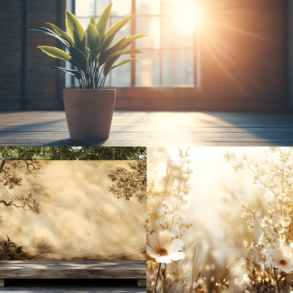 Vintage Sunlit Room Digital Backdrop, Wallpaper Backgrounds, Photography, Dreamy Photo Booth, High-Res Images