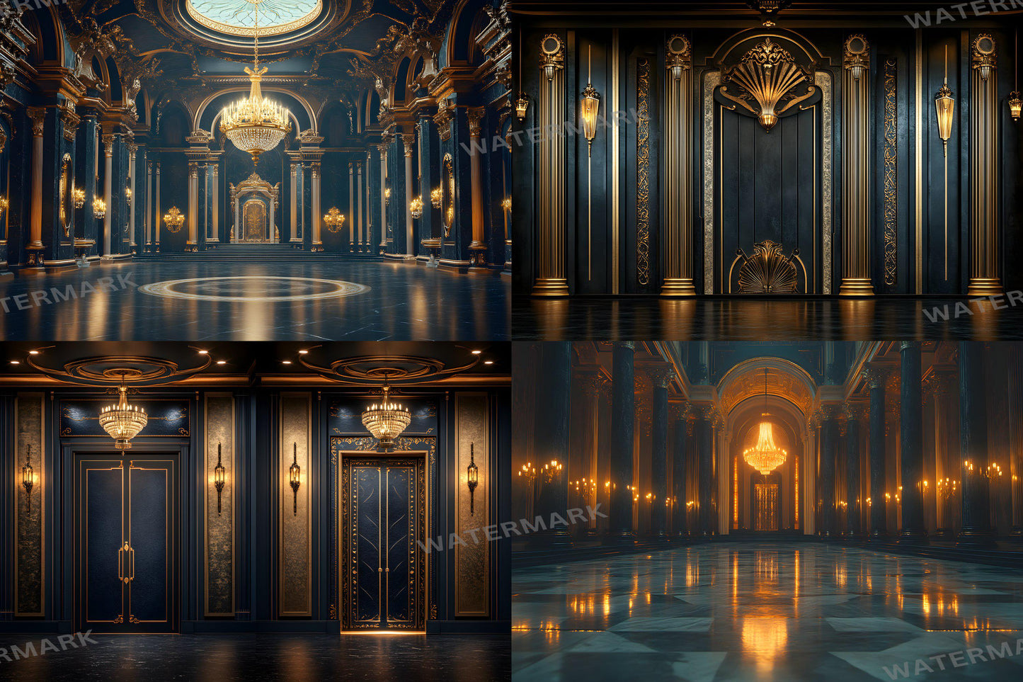 Deco Glamour Backdrops, Art Deco Photoshop Backgrounds, Luxury Overlays, Wedding Backdrop - Maternity Backdrops - Luxury Room Backgrounds