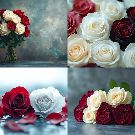 White Red Roses Photography Backdrop, Classic Floral Background, Wedding Photo Booth, Digital Download, for Stunning Portraits