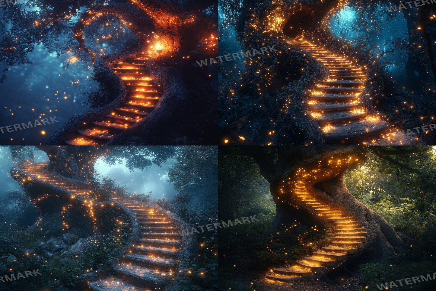 Winding Staircase Backdrop: 3PNGs for Elegant Mansion Interiors, Grand Castle Photos,  Fairy Tale, Magical Woodland, Fairy Magical Forest