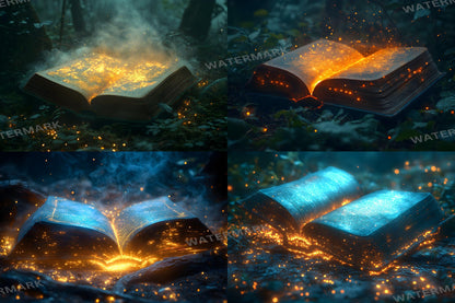 Books Wonderland Enchantments Digital Backdrop Set - Magical Glowing Book Backgrounds for Fantasy Fairy Tale Photoshop Composite Photography