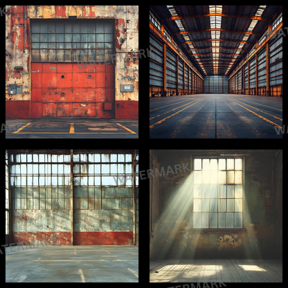 Warehouse Sports Digital Backdrop, Industrial Sports Background, Photography Prop, Sports Team Photo, Graffiti Warehouse Digital Image