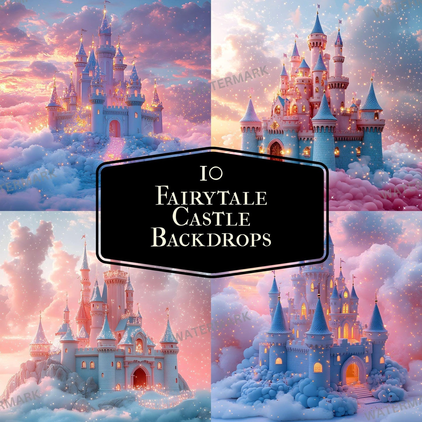 Fairytale Castle Digital Photography Backdrop Overlay for Studio Portraits 96x96px Enchanted Wallpaper Backgrounds