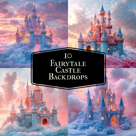 Fairytale Castle Digital Photography Backdrop Overlay for Studio Portraits 96x96px Enchanted Wallpaper Backgrounds