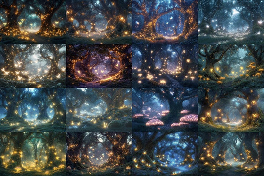 Glowing Fairy Grove Backdrops for Photographers  Designers - Warm Aesthetic PNGs