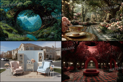 Alice in Wonderland Backdrop Digital Download, Whimsical Wonderland Background, Fantasy Photography Backdrop, Storybook Party, Ratio
