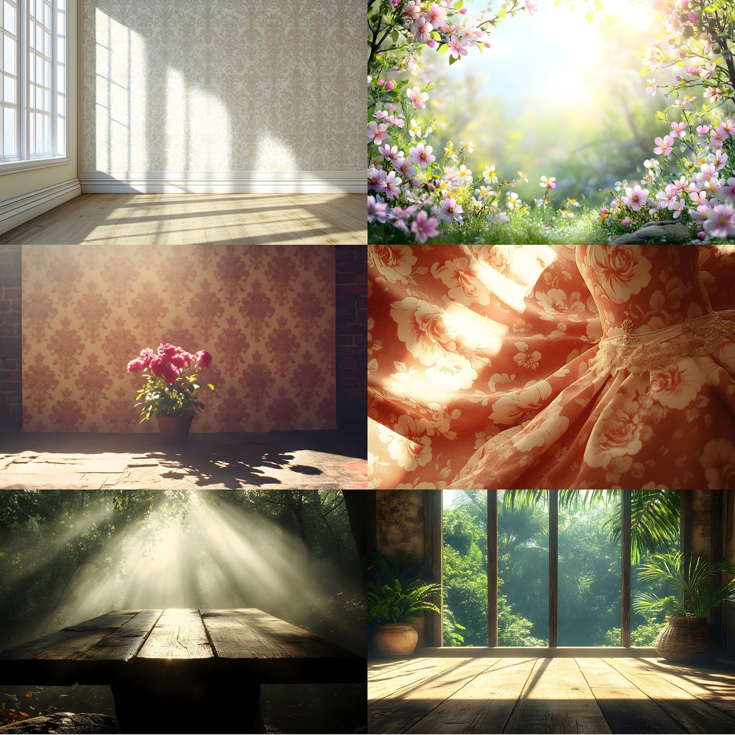 Vintage Sunlit Room Digital Backdrop, Wallpaper Photography Backgrounds, Cozy Interior Scene, High-Res Photo