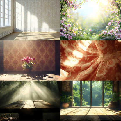 Vintage Sunlit Room Digital Backdrop, Wallpaper Photography Backgrounds, Cozy Interior Scene, High-Res Photo