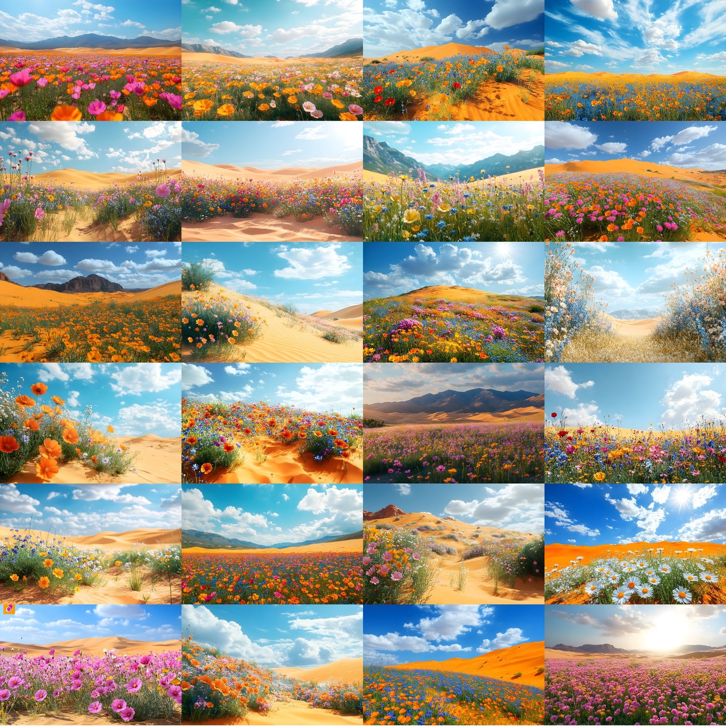 Desert Wildflower Digital Backdrop, Photography Background, Printable Desert Scene, Floral Photo Booth, High-Res Image Download