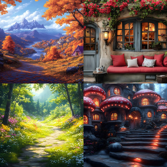 Alice in Wonderland Backdrop Set, Fantasy Photography Backgrounds, Digital Wonderland Scenery, Whimsical Party Decorations, Photo Booth