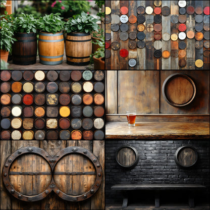 Whiskey Barrel Digital Photography Backdrop, Rustic Wood Background for Newborn, Portrait, and Product Photography - Ratio