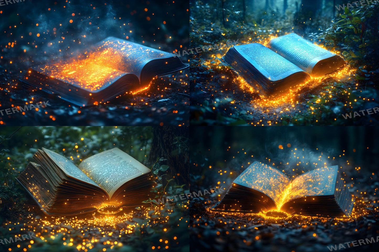 Books Wonderland Enchantments Digital Backdrop Set - Magical Glowing Book Backgrounds for Fantasy Fairy Tale Photoshop Composite Photography