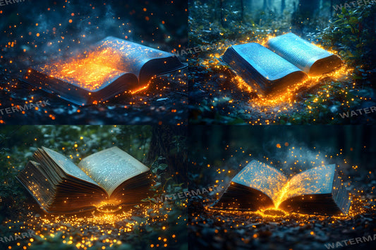 Books Wonderland Enchantments Digital Backdrop Set - Magical Glowing Book Backgrounds for Fantasy Fairy Tale Photoshop Composite Photography