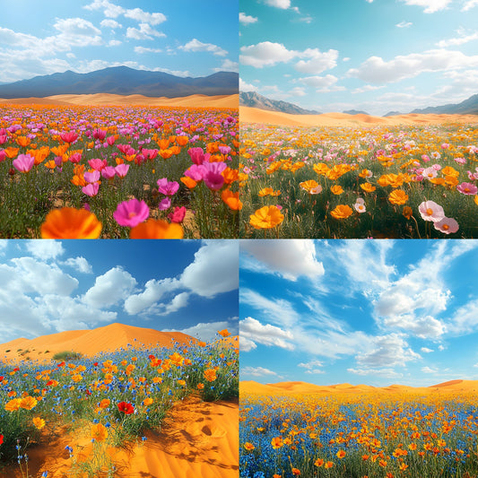 Desert Wildflower Digital Backdrop, Photography Background, Printable Desert Scene, Floral Photo Booth, High-Res Image Download
