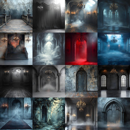 Gothic Digital Backdrops | Dramatic Photoshop Overlays for Dark Photography, Fine Art Portraits & Halloween Themes, Gothic Backgrounds