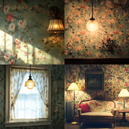 Vintage Wallpaper Room Digital Backdrop, Photography Backgrounds, Antique Interior Photo Prop, High-Res Image for Photographers