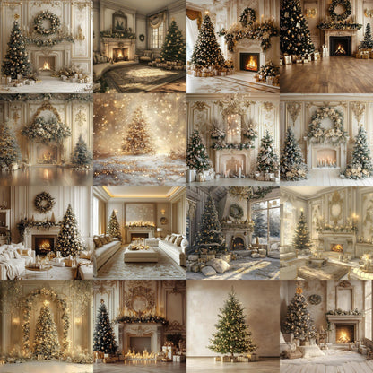 Golden Noel Christmas Backdrop, Digital Backdrop, Santa Christmas Backdrop For Kids Family, Festive Digital Download Christmas Background