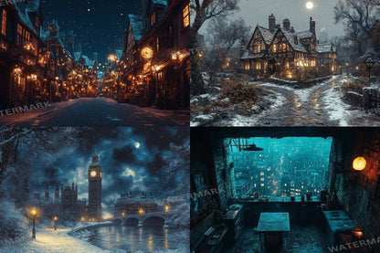 VICTORIAN LONDON BACKDROP - Night Photography Overlay for Photoshop