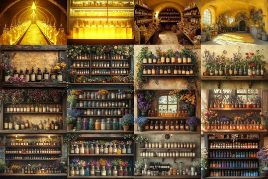 Warm Aesthetic Witch Apothecary Scene Backdrops for Photography - Digital PNGs 00x00px BACKDROP PACK