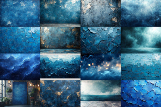 Blue Texture Ethereal Digital Backdrops - Junk Journal & Scrapbook Papers - Dreamy Textured Backgrounds - Digital Art Photo Overlays
