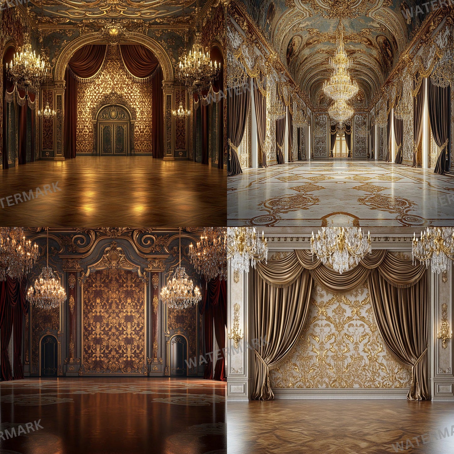 Baroque Stage Backdrops | Ornate Ballroom, Throne Room & Grand Fireplace Scenes | Theater, Musical and Concert Set Design