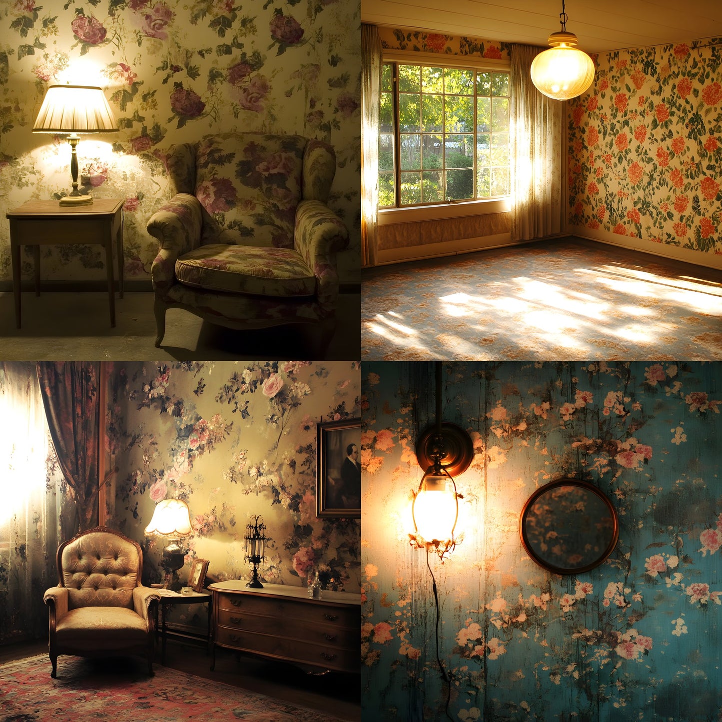 Vintage Wallpaper Room Digital Backdrop, Photography Backgrounds, Antique Interior Photo Prop, High-Res Image for Photographers