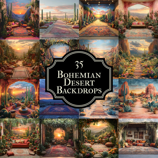Bohemian Desert Backdrops, Boho Desert Background - Photoshop Composites, Overlay, Junk Journals, Scrapbooking, Photography, Social Media