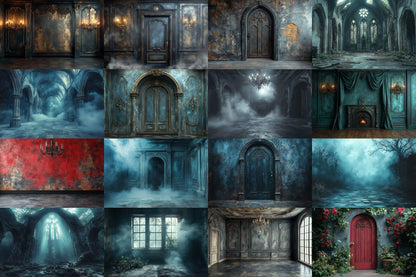 Gothic Digital Backdrops Mega Pack: Dark Fantasy Castle & Eerie Scene Backgrounds, Vampires, Halloween, Gothic - Gothic Backdrops