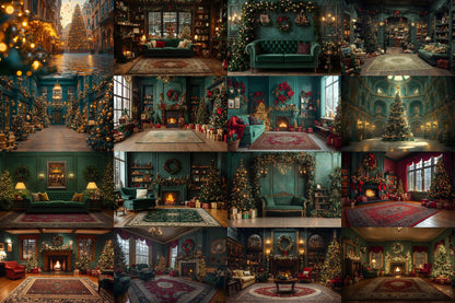 Green Christmas Backdrops, Christmas Background, Christmas Scene, Digital Christmas Wallpapers, Photoshop, Photography Backdrops - 3:2 Ratio