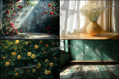 Vintage Sunlit Room Digital Backdrop, Wallpaper Backgrounds, Photography, Dreamy Photo Booth, High-Res Images