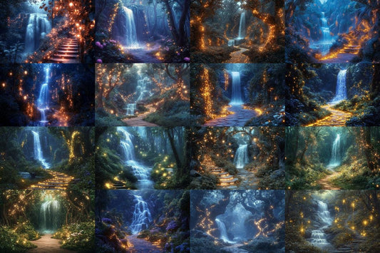 High-Resolution Sparkling Fairytale Forest Backdrops for Digital Art Photography - 00x00px PNGs - Perfect for Artists  Designers
