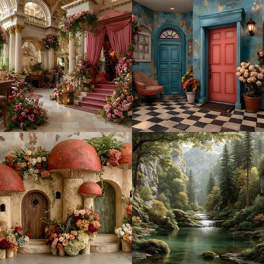 Alice in Wonderland Backdrop Digital Download, Whimsical Background for Photography, Fantasy Party Photo Booth, Storybook Theme