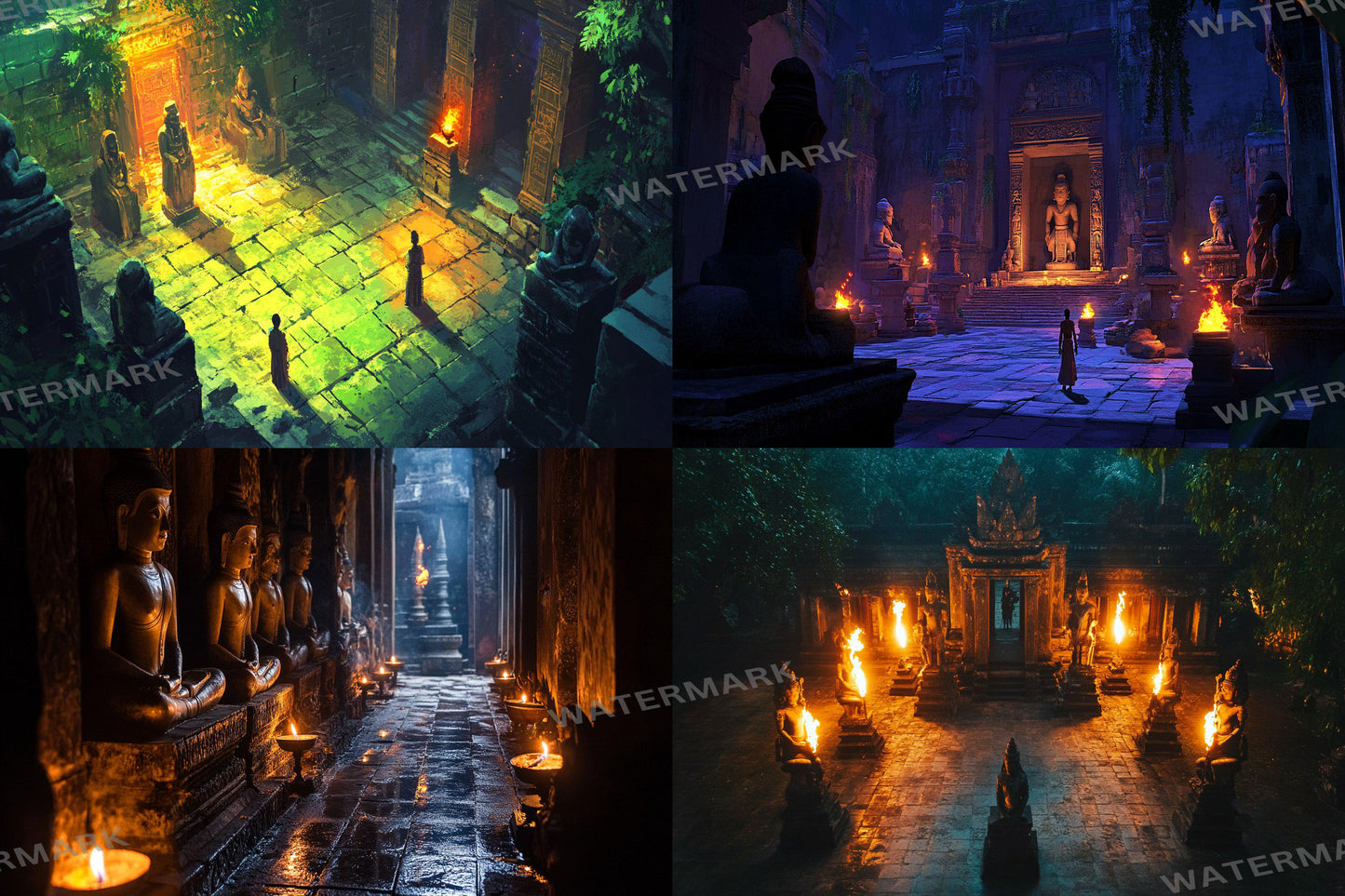 Shadowy Temple Backdrop - Dark Fantasy Background, RPG Streaming Overlay, Haunted Photography Backdrop, Digital Art Decor