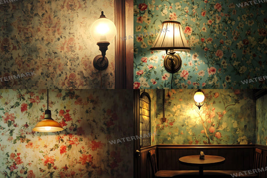 Vintage Wallpaper Backdrops for Retro Photography, Nostalgic Digital Backgrounds with Classic and Textured Elegant Event Decor