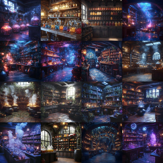 Potions Classroom Backdrops, Magical Digital Backgrounds for Photography, Fantasy Studio Scenes, Witchy Apothecary & School of Wizarding
