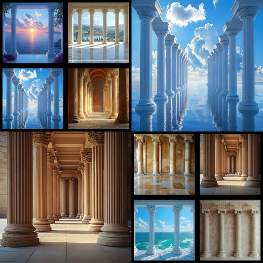 Roman Pillar Photography Backdrop, Greek Column Digital Background for Fine Art Portraits, Square Format Photo Prop, Ancient Architecture Inspired Image