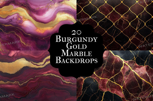 Burgundy Gold Marble Digital Backdrops - Junk Journal & Scrapbook Papers - Abstract Gold Textures - Printable Marble Effect Gold Regal