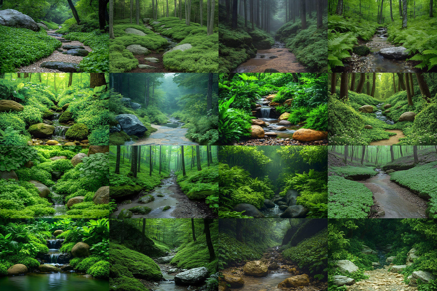 Emerald Ravine Forest Backdrops - Woodland Backgrounds, Lush Green Trees, Nature - Perfect for Photoshop Composites Master Overlays