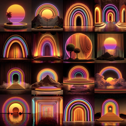 Neon Party Backdrop, Vibrant Stage Background, Digital Download for Events, Photography, and Eye-Catching Designs, Images