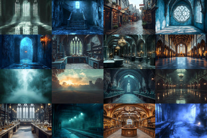 Wizarding School Scene Collection - 9Magical PNG Backdrops for Enchanting Designs - 00x00px Commercial Use Allowed