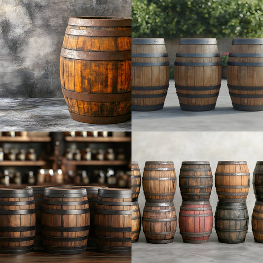 Whiskey Barrel Photography Backdrop Set, Rustic Wood Digital Backgrounds for Newborn, Portrait, and Product Photography, Ratios