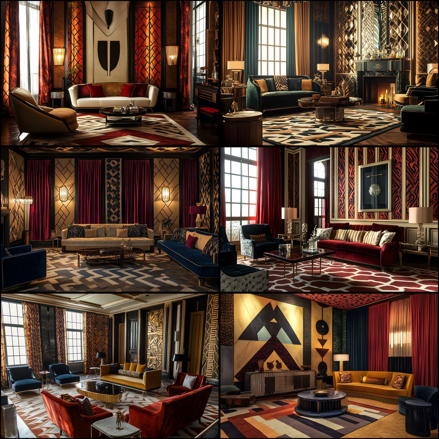 Art Deco Living Room Digital Backdrop, Elegant Interior Background for Photography, Virtual Photo Studio, Zoom Meeting, and Creative Composites