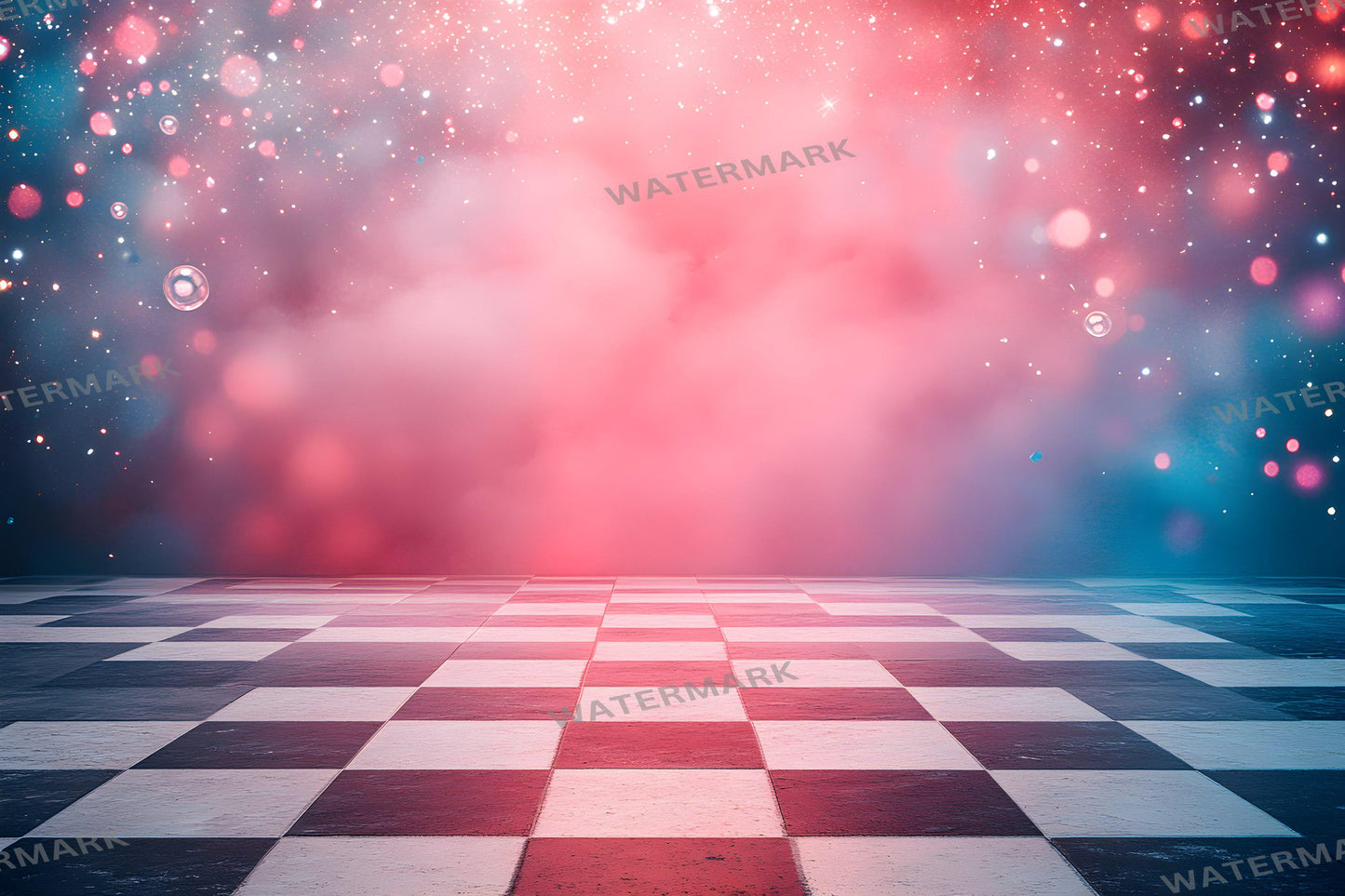 Wonderland Checkers Digital Backdrop Bundle - Surreal Fantasy Backgrounds with Checkerboard Floors for Whimsical Photoshop Composites Craft