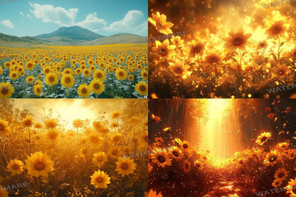 Warm Aesthetic Sunflower Field Glow Backdrops for Photographers  Designers - 00x00px PNGs Commercial Use Allowed