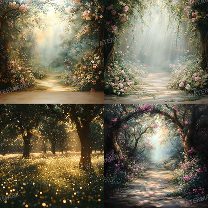 Woodland Glade Digital Backdrops - Magical Forest Photo Backdrops, Photographers, Adventure Background - Family Portrait - Forest Trees