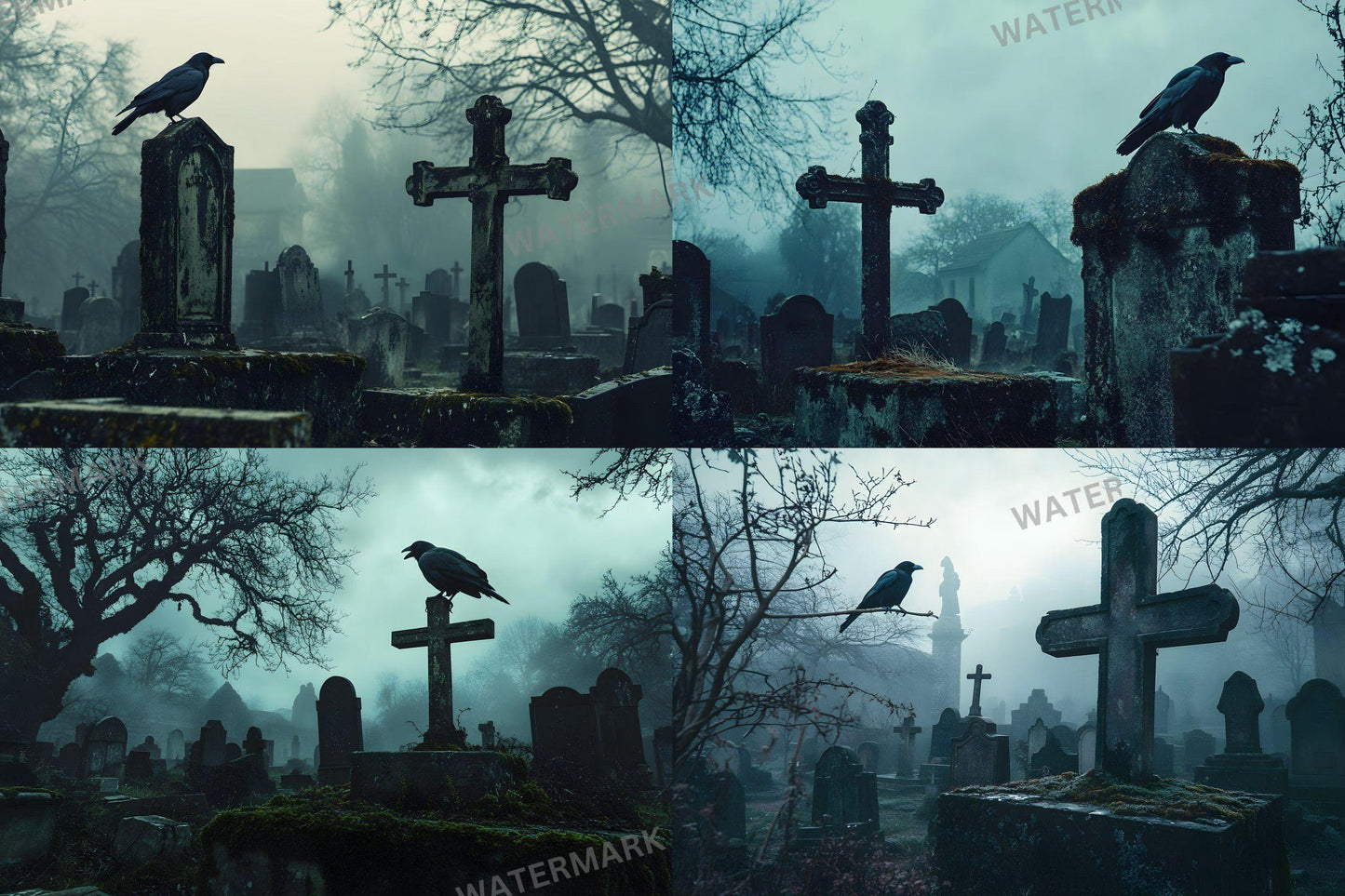 Gothic Cemetery Backdrops - 1High-Resolution PNG Designs 00x00px for Dark Gothic Aesthetic  Commercial Use - Gothic Bird Crow Backdrop
