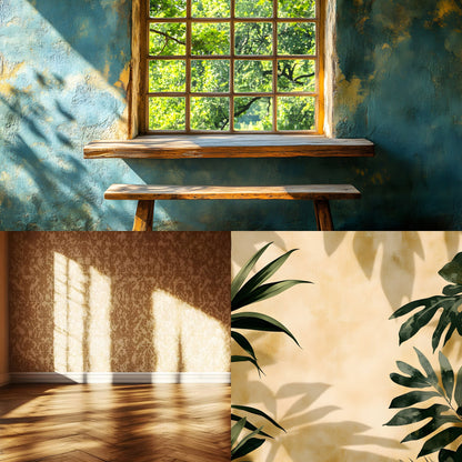 Vintage Sunlit Room Digital Backdrop, Wallpaper Backgrounds, Photography, Dreamy Photo Booth, High-Res Images, Scenic Photography