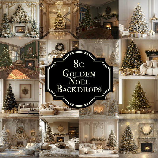 Golden Noel Christmas Backdrop, Digital Backdrop, Santa Christmas Backdrop For Kids Family, Festive Digital Download Christmas Background
