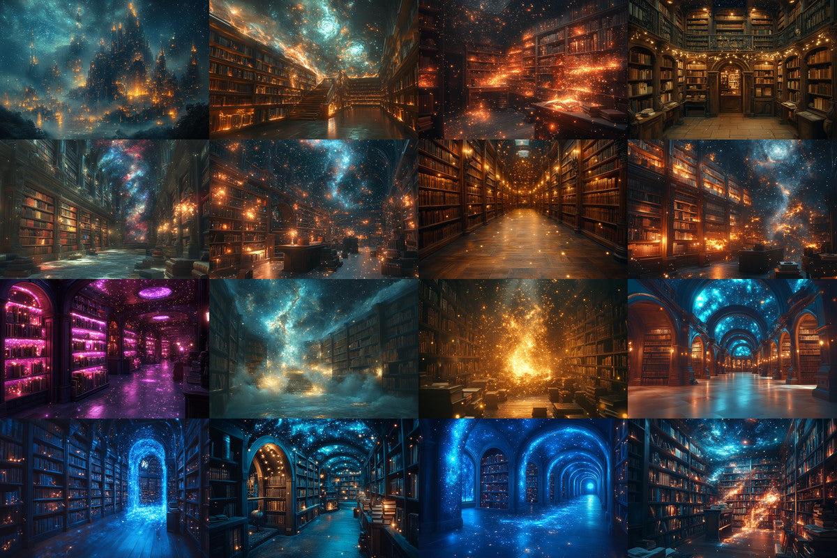 Celestial Library Dream Backdrops for Digital Art  Photography - Warm Inviting Aesthetic PNGs 00x00px