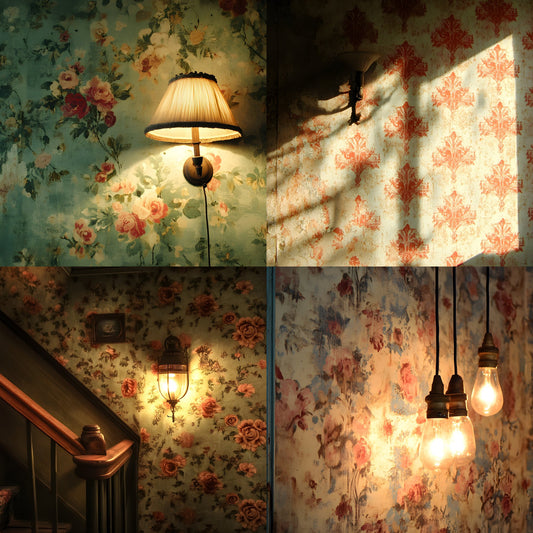 Vintage Wallpaper Room Backdrops, Photography Backgrounds, Digital Download for Portrait Photoshoots, Cozy Interior Scene, Antique Style Designs